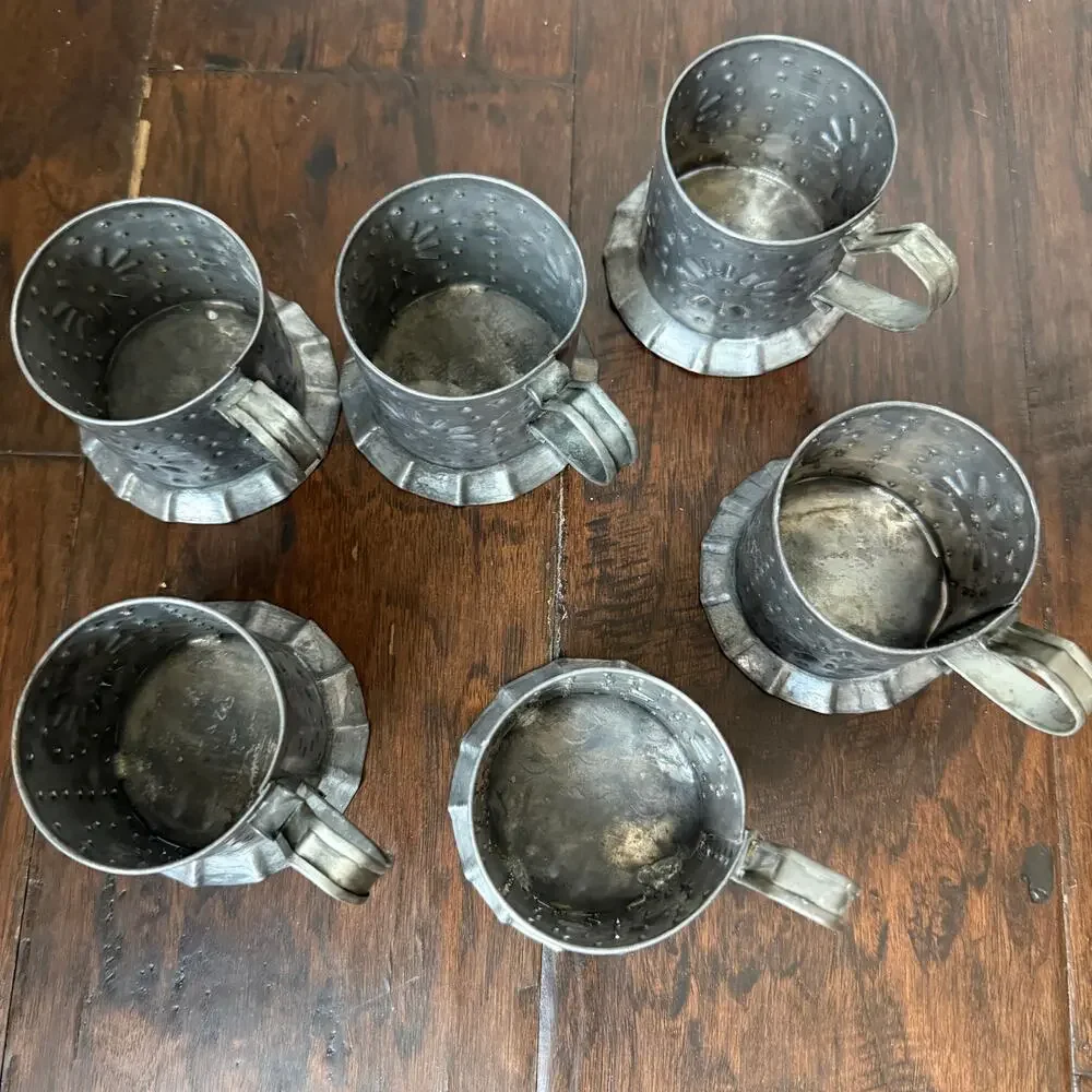 Vintage Pfaltzgraff Yorktowne Tinsmith Punched Tin Holders Set of 6